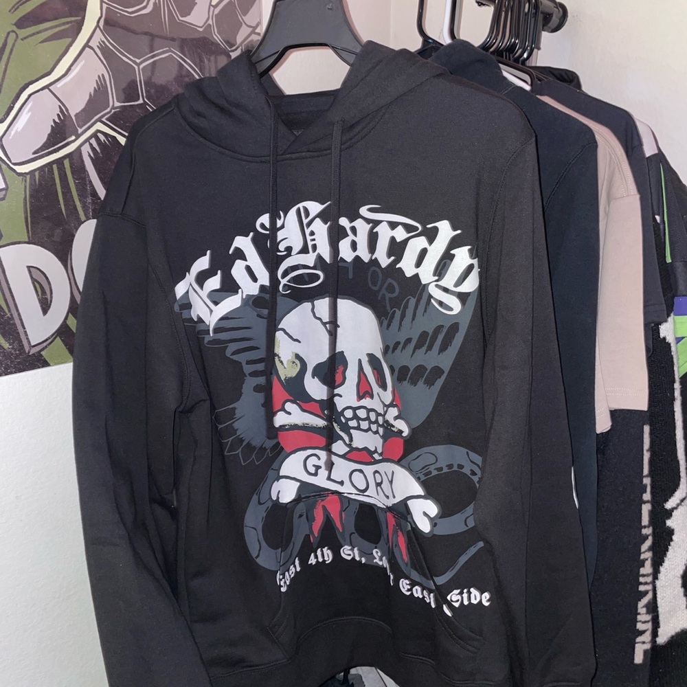 Ed Hardy Black Skull Graphic Sweater